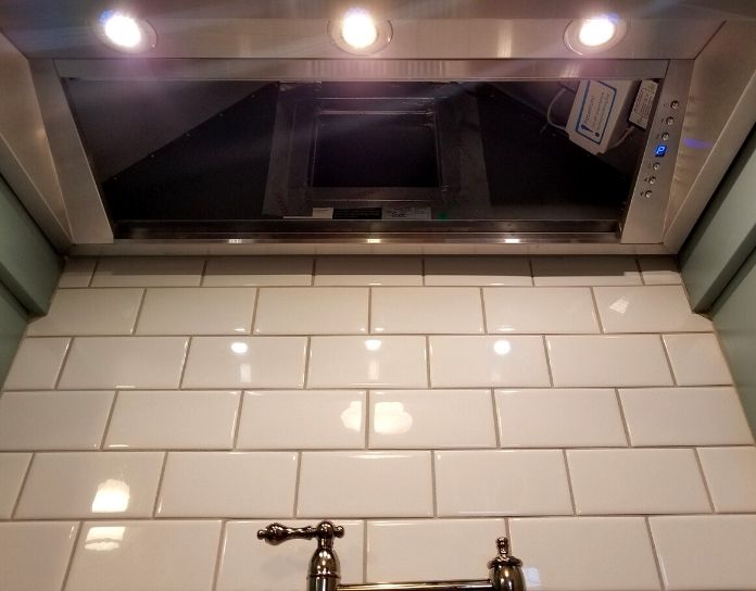 the interior view of a kitchen range hood