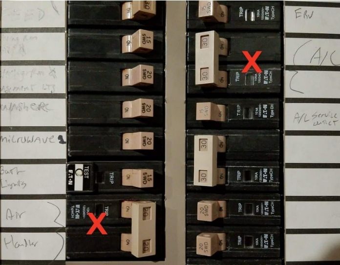 home electrical panel and circuit breakers