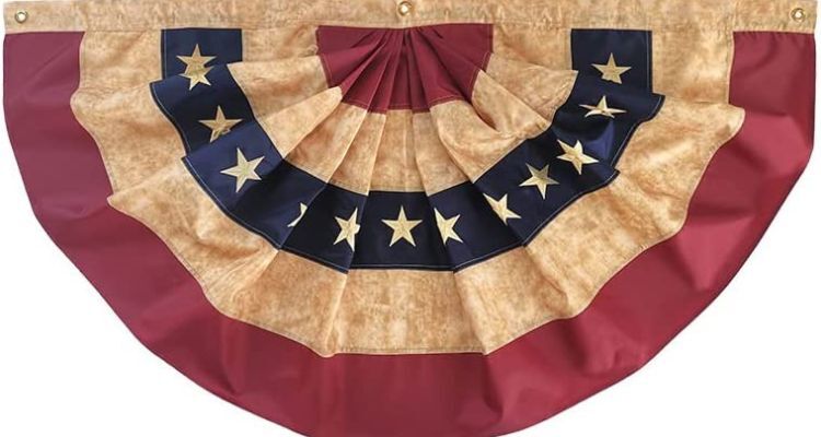 Tea Stained Patriotic Embroidered Bunting USA